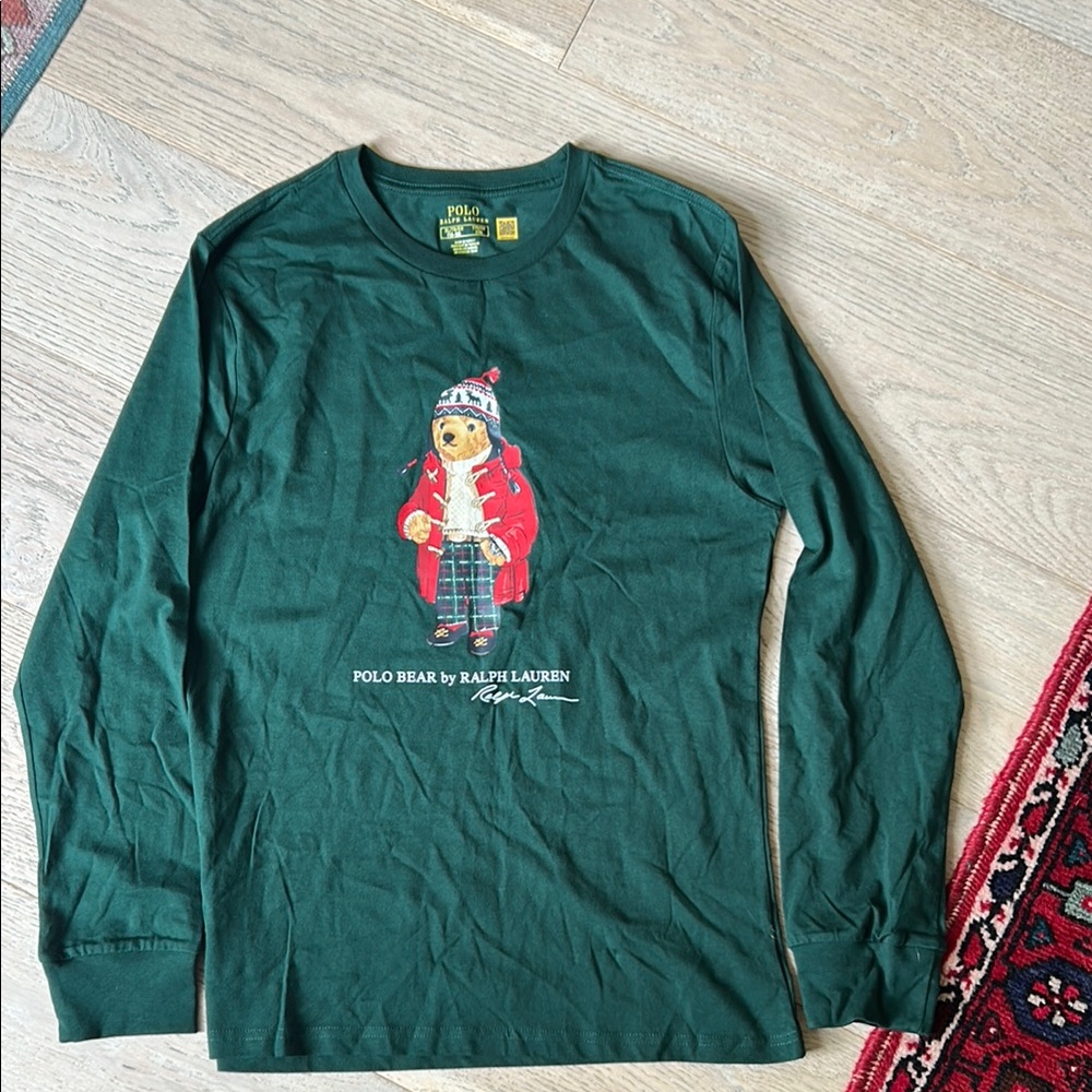 Ralph Lauren Green Long Sleeve with Polo Bear